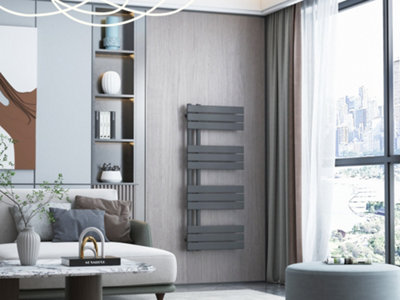 VURTU3 Designer Vertical Single Panel Radiator, 1200(H) x 500(W), Anthracite, 613643