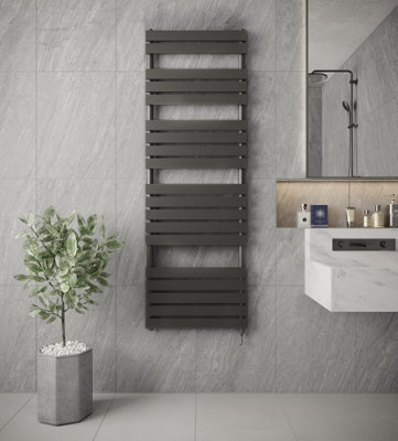 VURTU9 Designer Vertical Electric Radiator, 1800(H) x 600(W), Anthracite, 613687