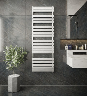 VURTU9 Designer Vertical Electric Radiator, 1800(H) x 600(W), Chrome, 613686