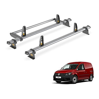 VW Caddy 2 Bar Roof Rack + Ladder Roller for 2010-2015 (Standard with Rear Barn Doors) - Van Guard Trade