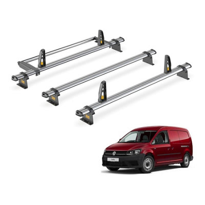 VW Caddy 3 Bar Roof Rack + Ladder Roller for 2015-2020 (Maxi with Rear ...