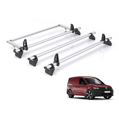 VW Caddy Roof Rack for 2020+ (With Barn Doors) 3x Bars & Roller - Rhino ...