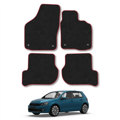 VW Golf (2008-2013) Car Mats Red Trim Carpet Tailored Fit Easy Clean ...