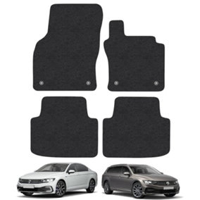 VW Passat 2015-2022 Car Floor Mats Carpet Tailored Fit 4pcs Set Anti-Slip Black