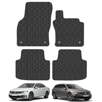 VW Passat 2015-2022 Car Floor Mats Rubber Tailored Fit 4pcs Set Heavy-Duty Black