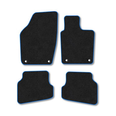 VW Polo (2009-2017) Premium Car Mats Tufted-Pile Carpet Blue Trim ...