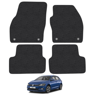 VW Polo 2018-Onwards Car Floor Mats Carpet Tailored Fit 4pcs Set Anti-Slip Black