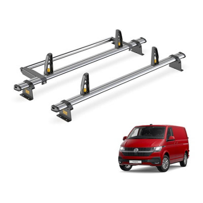 VW Transporter 2 Bar Roof Rack + Ladder Roller for 2015+ (With Rear Barn Doors) - Van Guard Trade