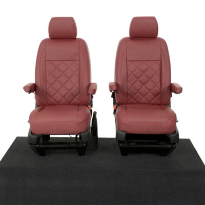 VW Transporter T5/T5.1 (2003-2015) Front Seat Covers Leatherette Tailored (Red) - UK Custom Covers