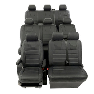 Vw Transporter T5/T5.1 Kombi Leatherette Front Seat Covers (2003-2015) Black 209 | UK