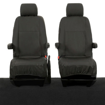 VW Transporter T5/T5.1 Tailored Front Seat Covers - Single/Single (2003-2015) Black - UK Custom Covers