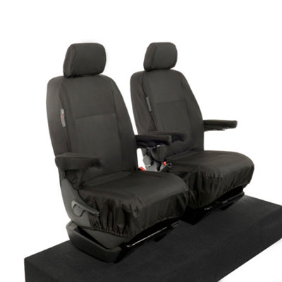 VW Transporter T5/T5.1 Tailored Front Seat Covers - Single/Single (2003-2015) Black - UK Custom Covers - 8