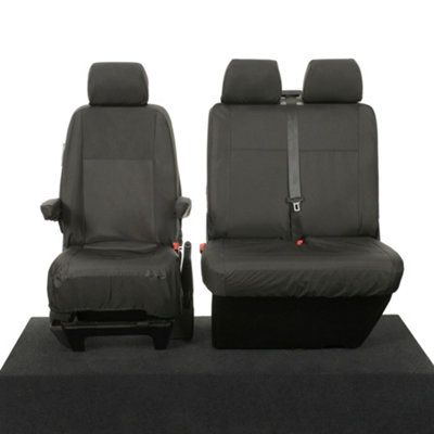 VW Transporter T6/T6.1 (2015 Onwards) Front Seat Covers Tailored (Black) - UK Custom Covers