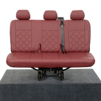 VW Transporter T6/T6.1 (2015 Onwards) Rear Seat Covers Leatherette Tailored (Red) - UK Custom Covers