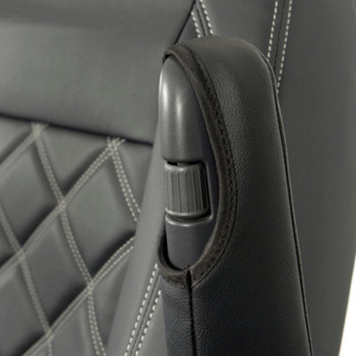 VW Transporter T6/T6.1 Caravelle (2015 Onwards) Front Seat Covers Double Diamond Bentley Stitch Leatherette - UK Custom Covers - 5