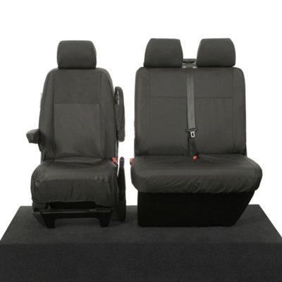 VW Transporter T6/T6.1 Tailored Front Seat Covers (2015 Onwards) Black - UK Custom Covers