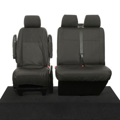 VW Transporter T6/T6.1 Tailored Front Seat Covers (2015 Onwards) Black - UK Custom Covers