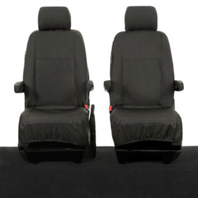 VW Transporter T6/T6.1 Tailored Front Seat Covers - Single/Single (2015 Onwards) Black - UK Custom Covers