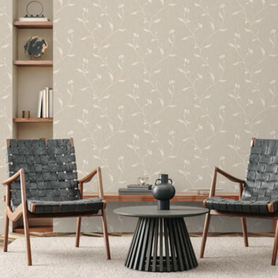 Vymura Bellagio Taupe Floral Heavyweight Wallpaper M95652