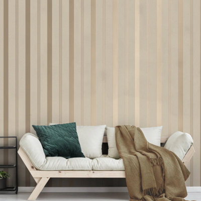 Vymura Bexley Metallic Gold Stripe Wallpaper FD42798 DIY at B Q