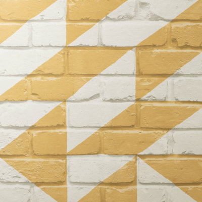 Vymura London Brick Mustard Yellow Wallpaper FD42677