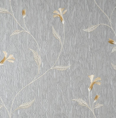 Vymura M95631 Vymura Bellagio Floral Wallpaper, Grey Mustard