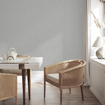 Vymura Santina Trellis Silver/ Grey Metallic Glitter Wallpaper M95681