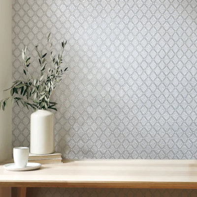 Vymura Santina Trellis Silver/ Grey Metallic Glitter Wallpaper M95681