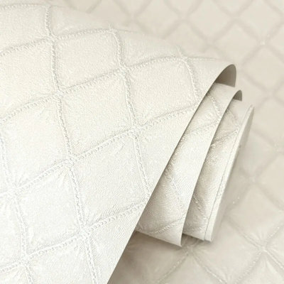 Vymura Santina Trellis White/Silver Textured Metallic Glitter Wallpaper M95680