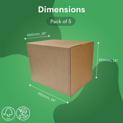 W.E. Roberts Brown Large Cardboard Boxes - Strong Double Wall Removal Moving Boxes (Pack of 5)