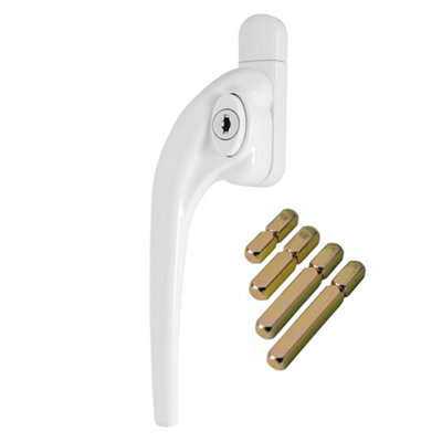 W98 Slimline Espag Window Handle, White, Left Handed, Fits 10mm, 20mm, 30mm, 40mm Spindle Lengths