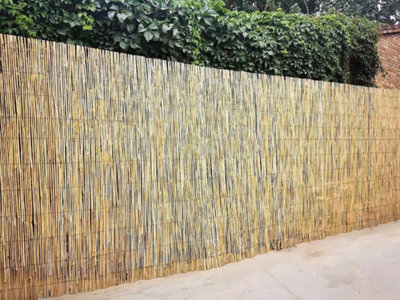 Wadan 1.5m x 6m Natural Split Reed Fence - Hand-Woven Reed Fence Screening Roll for Garden Privacy