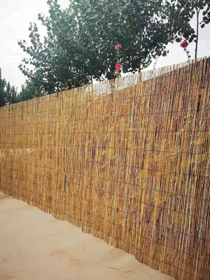 Wadan 1.5m x 6m Natural Split Reed Fence - Hand-Woven Reed Fence Screening Roll for Garden Privacy