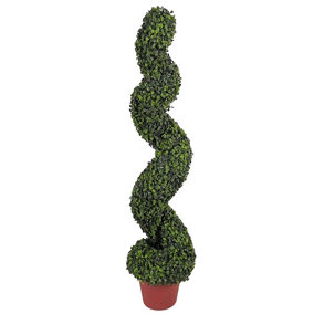 Wadan 100cm Artificial Boxwood Spiral Topiary Trees - UV Stable Spiral Twist Topiary Tree for Indoor Outdoor Decoration