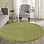Wadan 120cm Green Circular Shaggy Rug - Modern Round Rug - Soft Touch Thick Pile Area Rug for Living Room and Bedroom