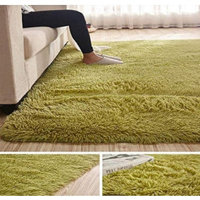 Wadan 120x160cm Green Fluffy Shaggy Rug - Comfort Soft Fluffy Shaggy Rugs For Bedroom & Living Room Carpet - Anti Slip Area Rugs