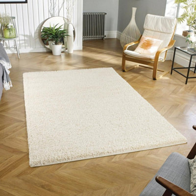Wadan 120x170cm Cream Shaggy Rug - Rectangular Soft Touch Thick Pile ...