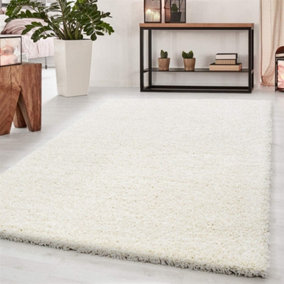 Wadan 120x170cm Cream Shaggy Rug - Rectangular Soft Touch Thick Pile Modern Area Rug - Rugs for Living & Bedroom Non Shedding