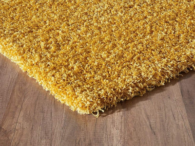 Wadan 120x170cm Gold Shaggy Rug - Rectangular Soft Touch Thick Pile Modern Area Rug - Rugs for Living & Bedroom Non Shedding