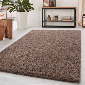 Wadan 120x170cm Mocha Shaggy Rug - Rectangular Soft Touch Thick Pile Modern Area Rug - Rugs for Living & Bedroom Non Shedding
