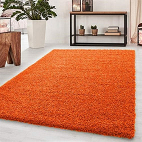 Wadan 120x170cm Orange Shaggy Rug - Rectangular Soft Touch Thick Pile Modern Area Rug - Rugs for Living & Bedroom Non Shedding