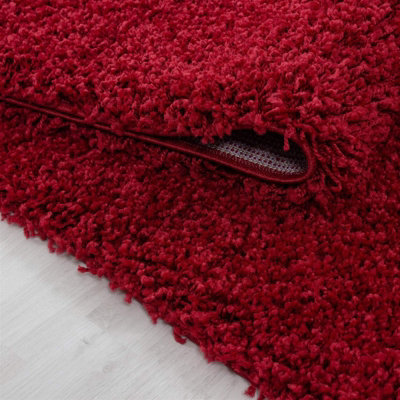 Wadan 120x170cm Red Shaggy Rug - Rectangular Soft Touch Thick Pile Modern Area Rug - Rugs for Living & Bedroom Non Shedding