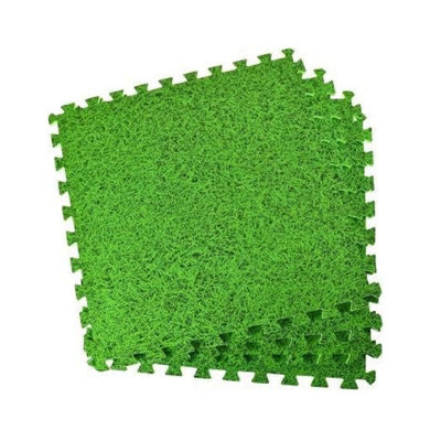 Wadan 12pc 60x60cm Grass Effect Interlocking Eva Floor Tiles, 48 SQ FT Non Slip Gym Flooring Mat Exercise Mats for Home Workout