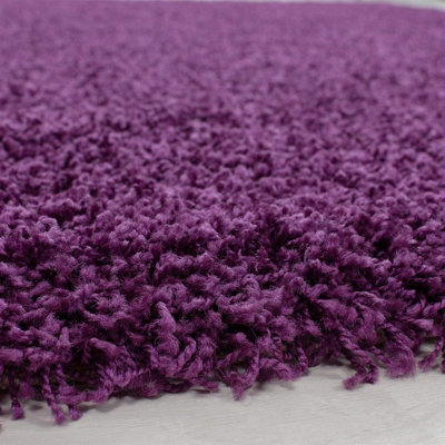 Wadan 160x230cm Purple Shaggy Rug - Rectangular Soft Touch Thick Pile ...