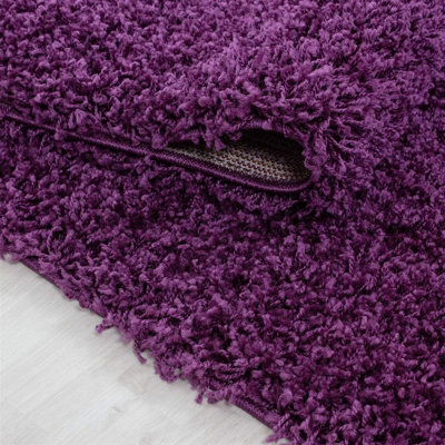 Wadan 160x230cm Purple Shaggy Rug - Rectangular Soft Touch Thick Pile Modern Area Rug - Rugs for Living & Bedroom Non Shedding
