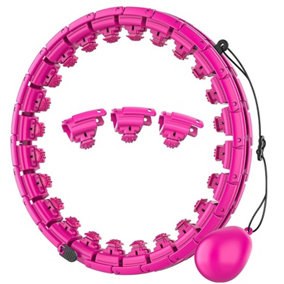 Wadan 24 Knots Hula Hoop with Weight Ball - Pink Weighted Hula Hoop for Adults - 24 Knots Detachable & Adjustable Size