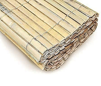 Wadan 2m x 3m Natural Bamboo Slat Fence, Bamboo Screening Roll for Garden Privacy Screening Panel for Wind & Sun Protection