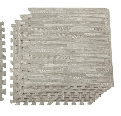 Wadan 32pc 60x60cm Grey Wooden Effect Interlocking Eva Floor Tiles, 128 SQ FT Non Slip Gym Flooring Mat Exercise Mats Home Workout Price Comparisons | Compare The Build