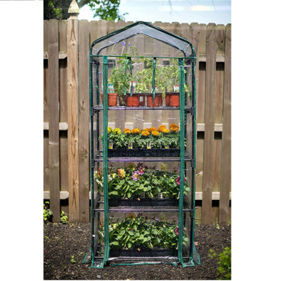 Wadan 4 Tier Mini Greenhouse - Greenhouses with Frame and Cover - Grow House for Garden with Roll up Zip Panel Door 160x69x49cm