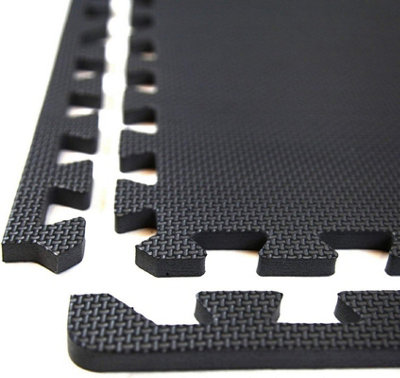 Wadan 4pc 60x60cm Black Interlocking Eva Floor Tiles